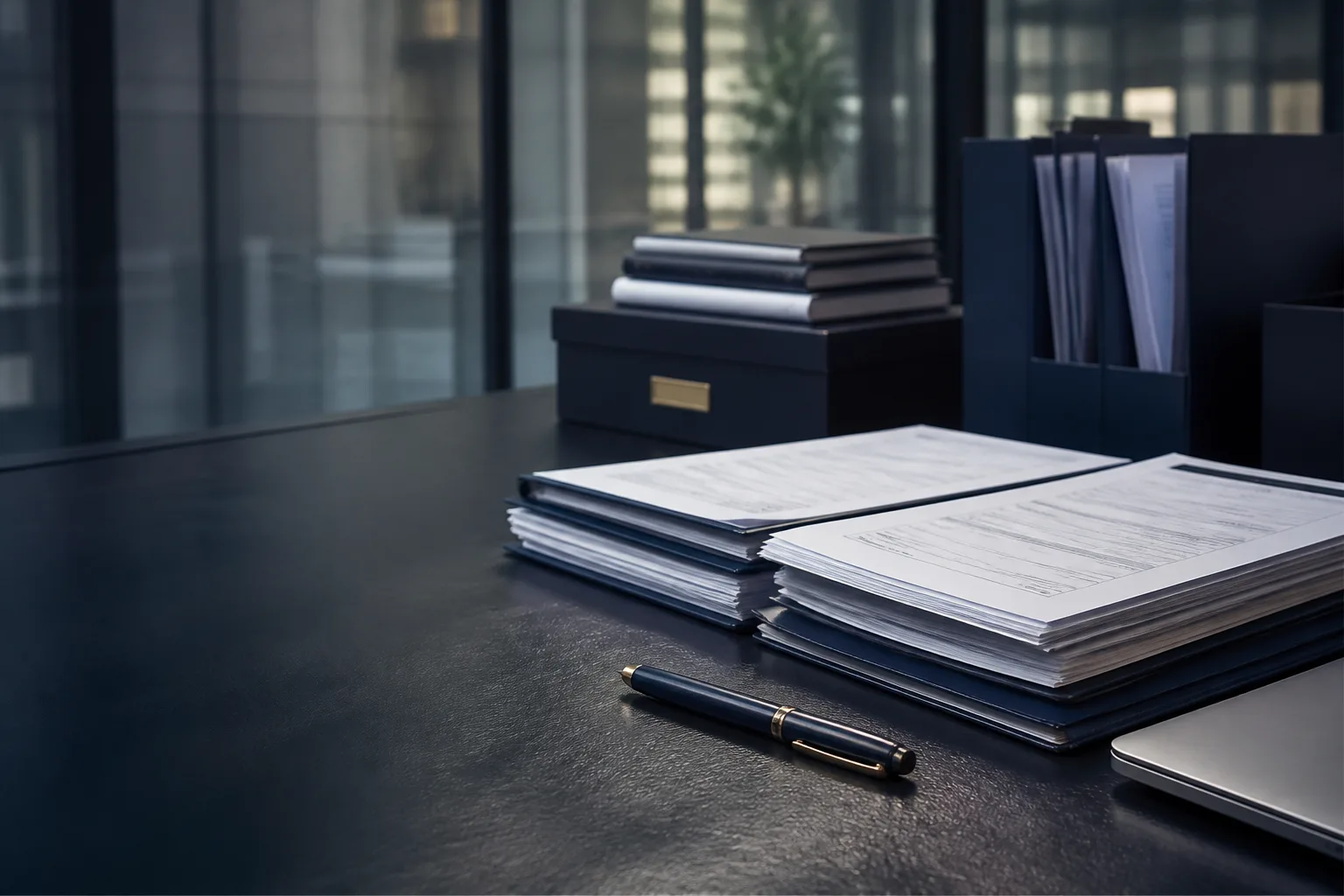 Organised commercial case files prepared for review